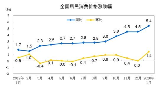 CPI同比、環比漲幅走勢圖。 來自國家統計局